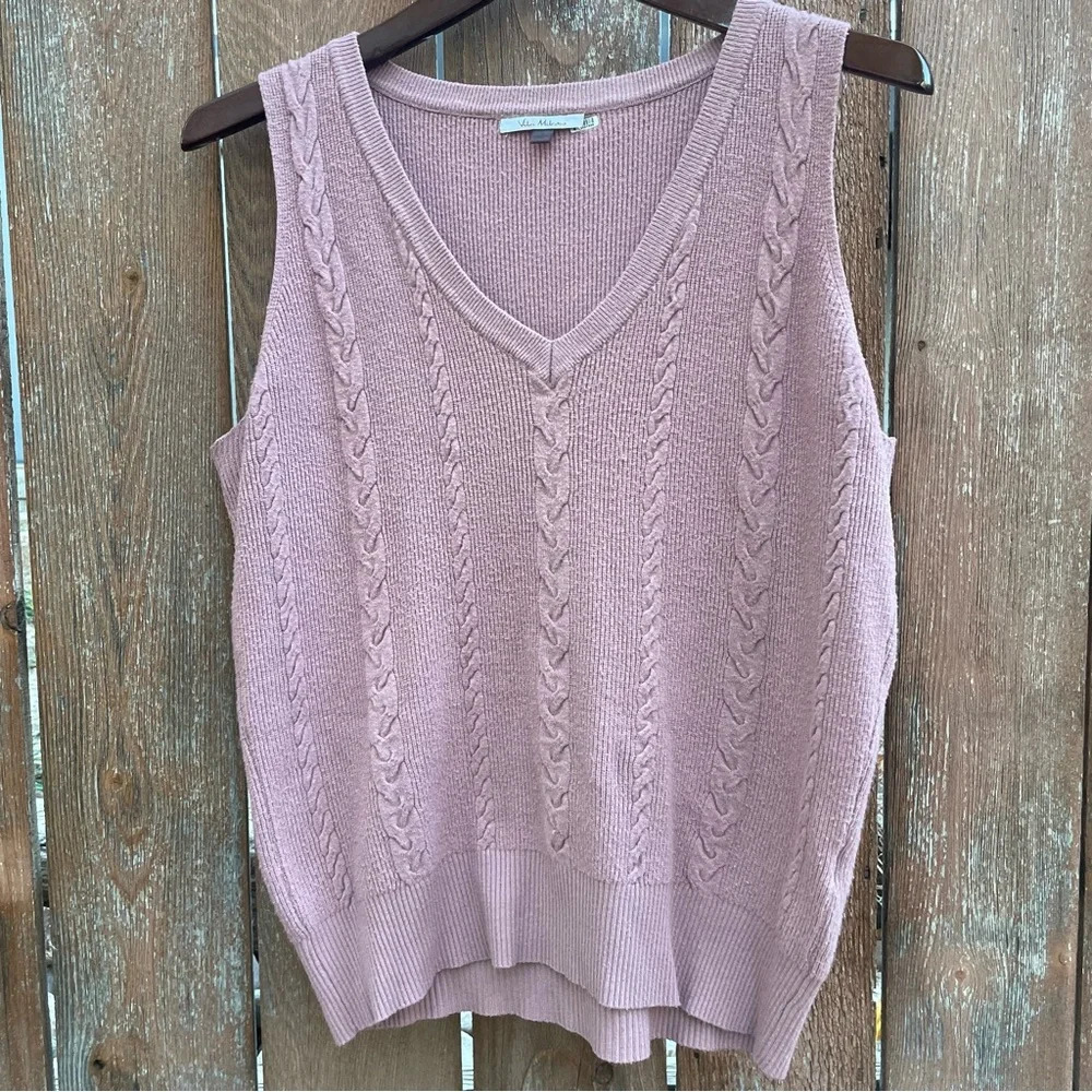 VILA MILANO Women’s Dusty Pink V Neck Sweater Vest Knit Size Large